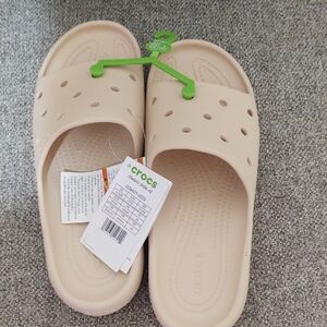 CROCS Cream Sandals with Perforated Design